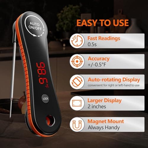 0.5 Sec Instant Read Meat Thermometer Digital, Digital Thermometer, Paysean Thermometer for Grilling, BBQ, Candy, Liquid, Beef, Gifts for Him Dad Men Birthday view 2