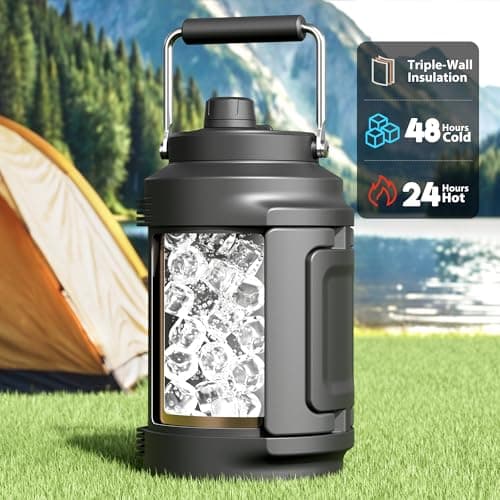 1 Gallon Insulated Water Bottle for Sports: Meoky 128 oz Triple Wall Vacuum Stainless Steel Water Jug - Top and Side Handles, Cold for 48 Hrs, 2-in-1 Straw and Spout Lid, Leak Proof for Hiking (Night) view 6