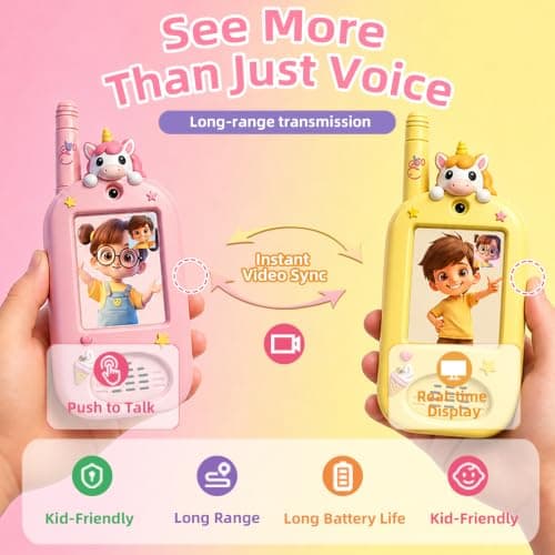 Kids Video Walkie Talkies, 2 Pack Rechargeable with HD Camera & Screen view 5