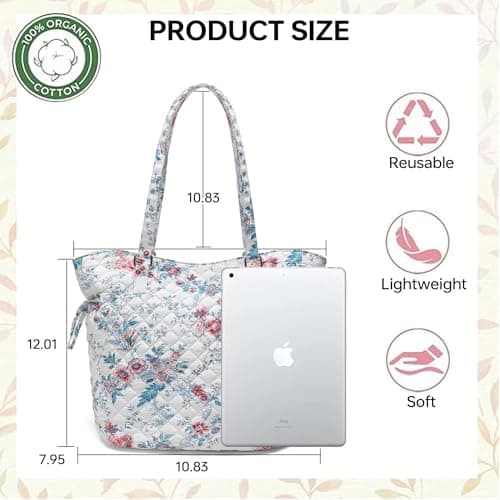 GEMIU Women Large Travel Tote Bag Premium Cotton Satchel Purse Lightweight Cotton and Microfiber Fabrics view 6