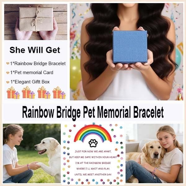 QIRUIMI Pet Memorial Gifts, Rainbow Bridge Bracelet for Beloved Dog Cat, Memorial Bracelet for Women Men Who Lost Pets, Pet Sympathy Gift view 5