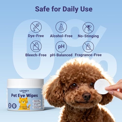 UZENEY Eye Wipes for Dogs & Cats, Eye Cleaning and Grooming Wipes Gently Removes Eye Tear Stain, Deris, Discharge, Safe Ingredients for Pet, Unscented, 100pcs view 4