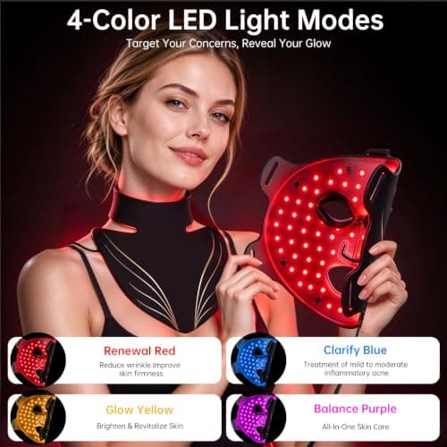 Red Light Therapy Mask for Face & Neck, 640 LEDs, 4 Modes view 4