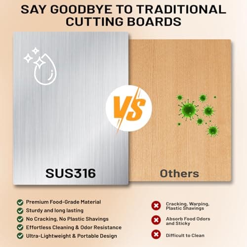 GENXONE Stainless Steel Cutting Boards for Kitchen, SUS316 Steel Large Cutting Board for Meat, Dishwasher Safe, (15.4x11in) 1pack view 3