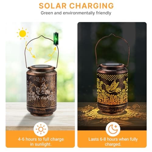 Mothers Day Gifts for Mom Solar Lanterns Outdoor Waterproof, Mom's Birthday Gifts Solar Lights Garden Decor, Birthday Gifts for Mom Hanging Light Yard Decoration Outdoor, Backyard, Patio, Porch view 6