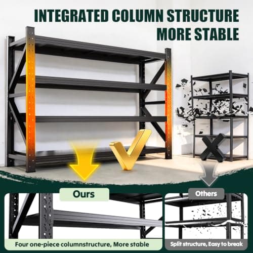 79'W Storage Shelves,4 Tier Heavy Duty Metal Garage Shelving | Adjustable Shelving Unit Industrial Shelf Utility Steel Shelf for Warehouse,Basement, Easy-to-install 74"H*79"W*24"D view 4