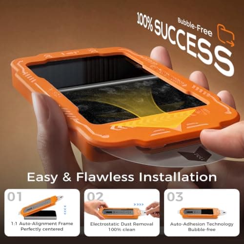 Zeniss NeverBreak 9H+ Hardness for iPhone Duo Screen Protector 12FT Military Grade Protection (Scratch, Shatter, Drop Resistance) Duo Tempered Glass Full Edge Coverage Case Friendly 2 Pack view 6