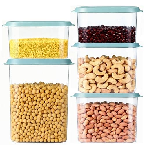 Tenrry Airtight Food Storage Containers 5-Piece Set, BPA-Free Plastic Kitchen Canisters with Secure Snap Lock Lids for Cereal, Pasta, Snacks, Flour & Pantry Organization — image 1