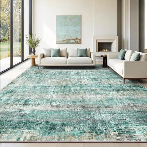 LEPEII 8x10 Area Rugs, Machine Washable Low Pile Rugs for Living Room, Modern Abstract Area Rugs for Bedroom, Large Area Rug with Non-Slip Backing for Dining Room-Green — image 1