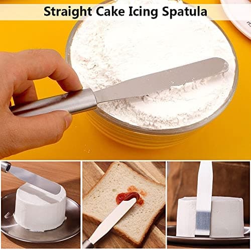 3 pack Cake Decorating Icing Spatulas Stainless Steel, Icing & Decorating Spatulas, Lightweight & Flexible Offset Spatula, Angled Frosting Spatulas for Cake Decorating, Baking view 4