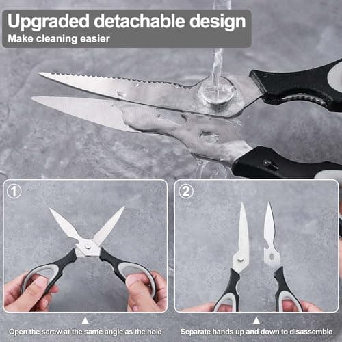 3-Pack Kitchen Shears Heavy Duty All Purpose Stainless Steel Scissors Dishwasher Safe Cooking for Meat, Chicken, Fish, Vegetable view 7