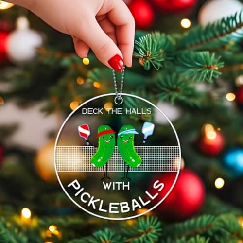 Pickleball Ornament, Pickle Ball Ornaments for Christmas Tree, Acrylic Sports Ornaments, Funny Pickleball Gifts for Women Men, Pickle Lover Gifts view 4