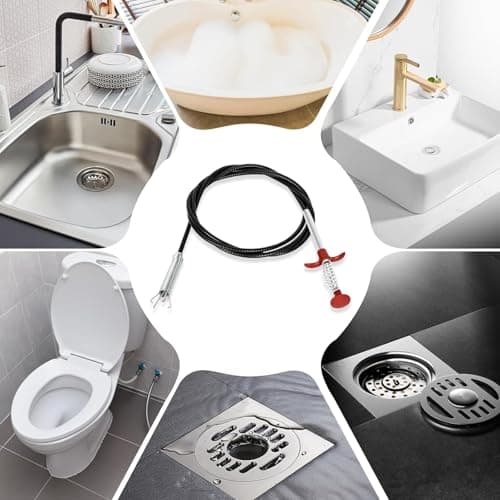 Drain Snake for Hair Clogs, 78 Inch Plumbing Auger Tool with Hook, Toilet Drain Clog Remover for Tub Pipes view 5
