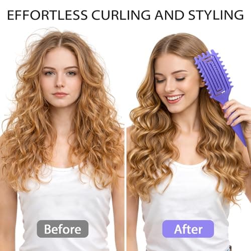 Quenxe Curl Defining Brush, Curly Hair Brush with Vented Design for Detangling and Shaping, Wet & Dry Use, Reduces Pulling for Women and Men (Purple) view 2