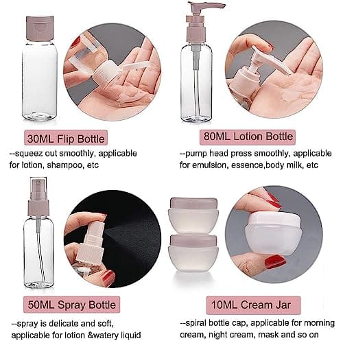 12 Pack Travel Bottles Set for Toiletries TSA Approved Travel Size Containers for Toiletries with Labels BPA Free Leakproof Squeezable Refillable Airplane Travel Accessories for Shampoo Conditioner view 4