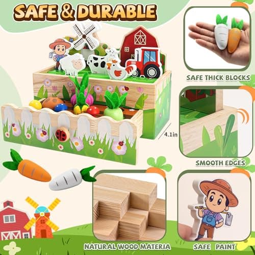 Montessori Toys for 18 Months+ | Wooden Animal Farm Kids Toys | Shape Sorting Educational Learning Fine Motor Skills |Birthday Gifts for Girl&Boy view 4