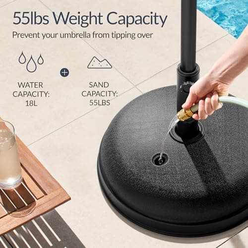 Best Choice Products Fillable Umbrella Base Stand Round Dome Plastic Patio Umbrella Base Stand, Pole Holder for Outdoor, Lawn w/ 55lbs Weight Capacity, Adjustment Knob - Black view 3