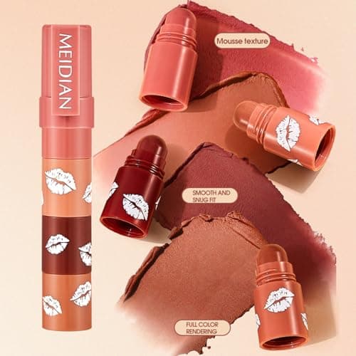 ADMD 4-in-1 Velvet Lipstick Pen All-in-One Lipstick, Liner,Balm & Gloss Waterproof,Long-Lasting Matte Lip Crayon with 4 Random Colors view 3