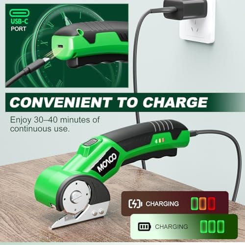 Cardboard Cutter, Rechargeable Cordless Electric Scissors, Upgrade 4V Electric Box Cutter with 2 Blades, Safety Lock & LED Light, Powerful Cutting for Cardboard Box, Plastic, Leather, Fabric view 6