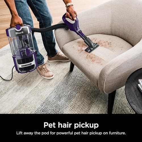 Shark Lift-Away Upright Vacuum with Powerfins, Self-Cleaning Brushroll, Anti-Allergen Complete Seal Technology, No Hair Wrap, LED Headlights, and Advanced Swivel Steering, Eggplant, ZD201 view 3