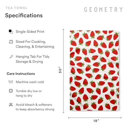GEOMETRY Tea Towels – Spring & Summer Collection – Quick-Dry, Ultra-Absorbent, Reusable Microfiber Kitchen Towels for Drying & Cleaning - Berry Sweet - 1 Pack view 3