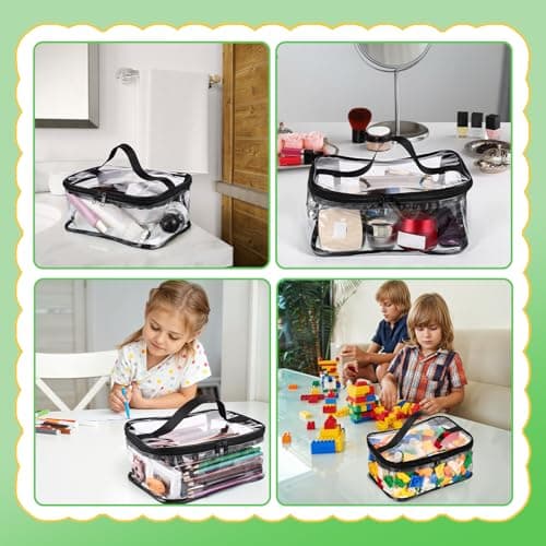 6 Packs Clear Toy Storage Bags, PVC Waterproof Toy Organizer with Zip Reusable Bags for Building Blocks, Board Game, Puzzles view 6