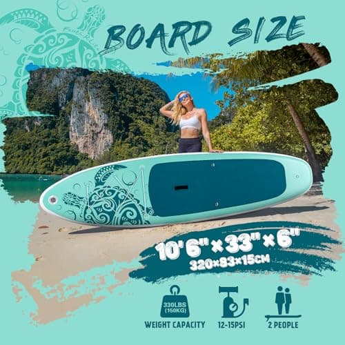 FEATH-R-LITE Inflatable Stand Up Paddle Board with Beginner SUP Accessories view 2