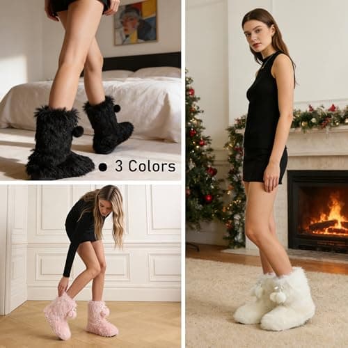 Home Slipper Women's Soft Fleece Plush Warm Indoor House Slipper Boots Shoes view 5