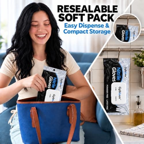 Gybluuv Nitrile Gloves Black 6 Mil 100/200/1000 Pcs, Gloves Disposable Latex Free for Food Prep, Cooking, Kitchen Cleaning view 5