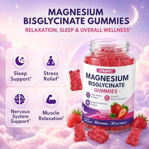 Magnesium Bisglycinate Gummies 400mg High Absorption Magnesium Bisglycinate Chelate, Supports Sleep, Relaxation, Muscle & Nerve Health,Sugar Free Strawberry Flavor 60 Gummies view 5