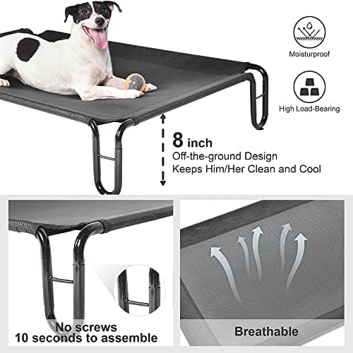 pettycare Outdoor Elevated Dog Bed Cot, Raised Dog Cots Beds, No Screws, Stable Frame & Durable Supportive Teslin Recyclable Mesh, Breathable, Indoor and Outside Pet Beds, Fits up to 40 lbs view 4