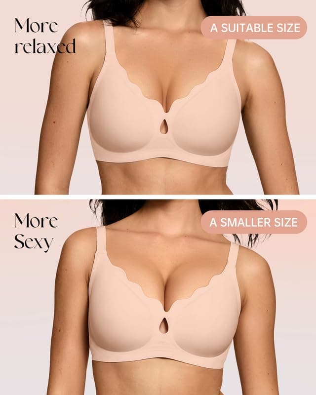 ProKloud Wireless Bras for Women Wave Push Up No Underwire Bralettes Seamless Full Coverage Support Lift Everyday Bra view 4