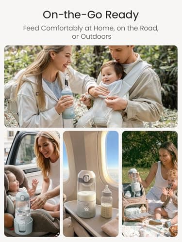Grownsy Detachable Portable Bottle Warmer for Travel On the Go, All-in-One Milk Warmer with Nipple, Dual Heating Modes for Breastmilk & Formula, 2 Min Fast Heating, Long Battery Life view 5