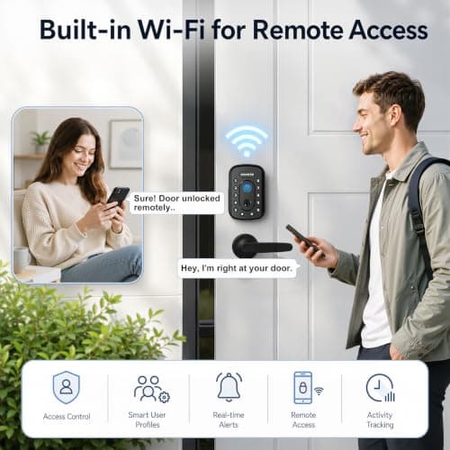 Keyless Entry Door Lock, Smart Deadbolt for Front Door, Fingerprint view 3