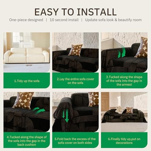 ComiComi Washable Couch Covers for Sofa Soft Brown Geometric Chenille Sofa Covers for 3 Cushion Sectional L Shaped Pet-Friendly Couch Cover Blanket Anti Scratch with Tassles 71" x 150" view 7