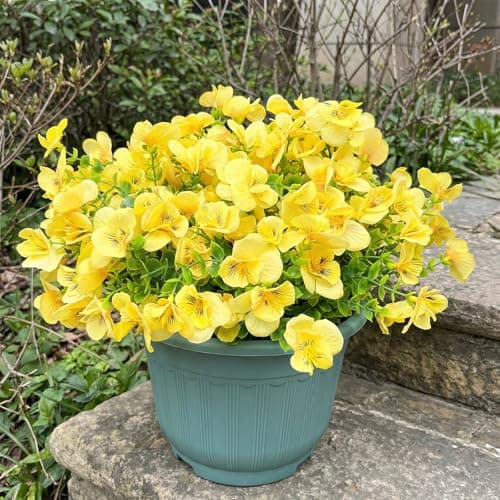 trytuny Artificial Flowers for Outdoor, Realistic Faux Plants for Outside Indoor Porch Patio Window Box Planter Home Decor (12pcs -Yellow) view 2