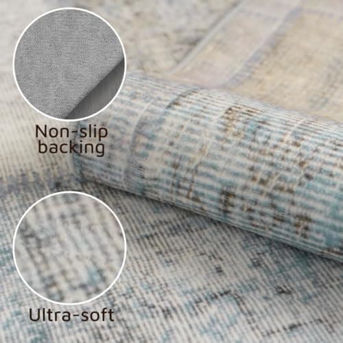 GEMBED Modern Area Rug - 6'x9' Machine Washable Rug for Bedroom Living Room, Soft Non Slip Non Shedding, Geometric Style Rugs for Home Decor, Nursery, Playroom, Teen Dorm, Blue view 3