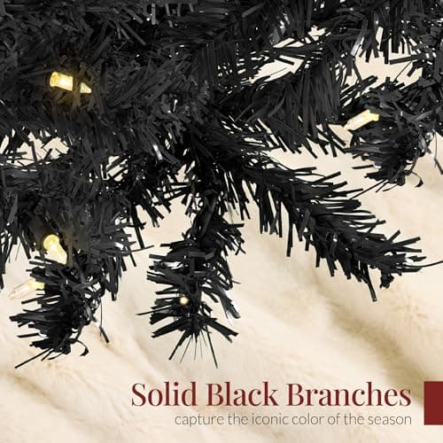 Best Choice Products 4.5ft Pre-Lit Black Christmas Tree, Full Artificial Holiday Decoration for Home, Office, Party Decoration w/ 362 Branch Tips, 175 Lights, Metal Hinges, Foldable Base view 6