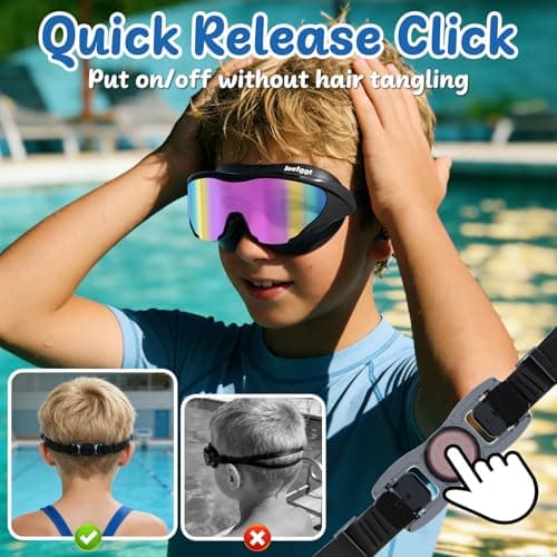 LEEIGGT Swim Goggles for Kids 8-14, Youth Beginner Swimming Goggles Anti Fog UV Protection, Leakproof Wide View view 5