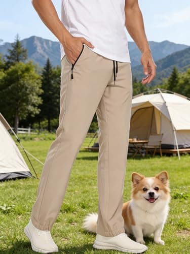 TOIUUI Mens Joggers Hiking Pants Lightweight UPF 50 Water Resistant Quick Dry Athletic Zipper Pocket Travel Workout Running view 3