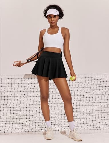 PINSPARK Womens Tennis Skirt Pleated Athletic Skirts with Pockets Shorts High Waisted Golf Skort for Workout Pickleball view 2