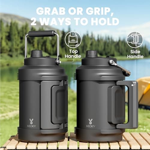 1 Gallon Insulated Water Bottle for Sports: Meoky 128 oz Triple Wall Vacuum Stainless Steel Water Jug - Top and Side Handles, Cold for 48 Hrs, 2-in-1 Straw and Spout Lid, Leak Proof for Hiking (Night) view 5