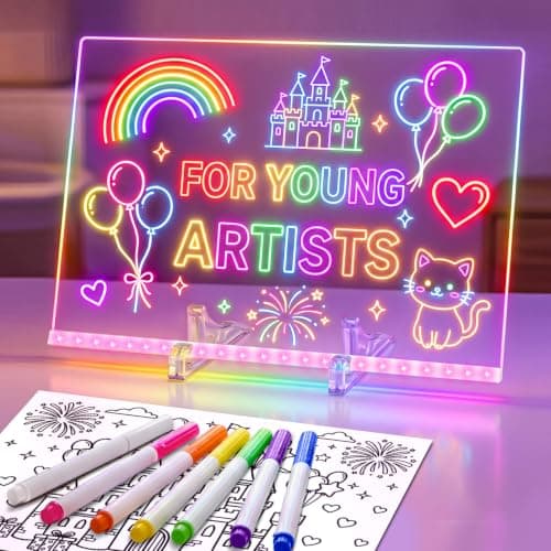 RGB LED Drawing Board for Kids, Reusable Acrylic Light Up Message Board with 5 Brightness Levels, 10 Color Modes, USB Powered Doodle Pad for Notes, Learning, Night Light, Gifts for Boys Girls — image 1