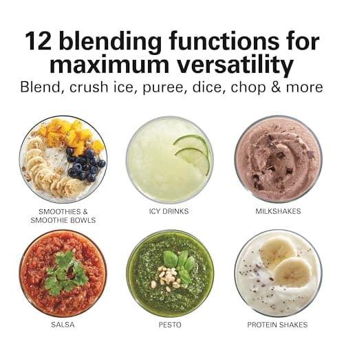 Hamilton Beach Power Elite Wave Action Blender For Smoothies, 40 Oz Glass Jar, 12 Functions Including Puree, Crush Ice, 700 Watts - Black (58148A) view 6