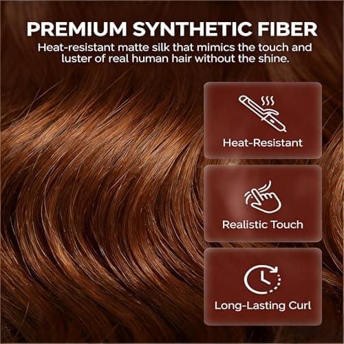 5 Clip in Hair Extensions Synthetic Thick Curly Wavy Hairpieces for Women 18 Inch Natural Looking 3/4 Full Head Clip on Hair Extensions Light Brown view 5
