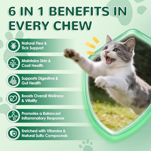 Flea and Tick Prevention for Cats, 500 Cat Flea Treatment, Natural Oral Flea Treatment for Cаts with Vitamins - Supports Skin & Coat, Digestive Health for All Breeds & Ages, Chicken Flavor view 3