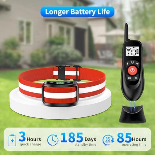 VIVIDVISTA Wireless Dog Fence for 2 Dogs - Adjustable up to 1640ft Electric Fence, 185 Days Standby Time Training Collar, Pet Containment System with 3 Training Modes, Flash Light and Waterproof view 5