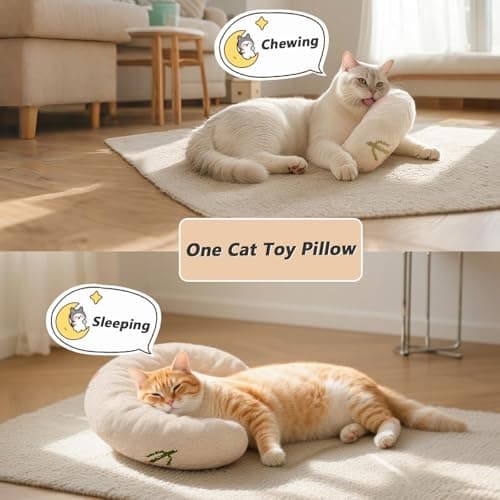 MOYMO Cat Couch with Soft Pillow, Supportive Dog Couch, Cat Sofa with Removable Cover，Cute Moon Shaped, 24 Inch view 3