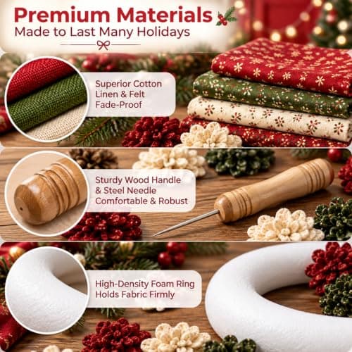 Fabric Poke Wreath DIY Kit, Christmas Craft Set for Wreath Making Decor view 6