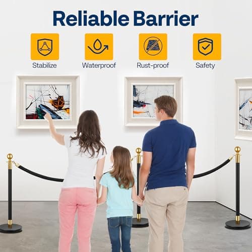 VIVOHOME Stanchions and Velvet Ropes 6PCS, Water-Fillable Base with Iron Post, 5 Feet Velvet Ropes and Posts, Crowd Control Barriers, Red Carpet Runner Poles for Party Supplies view 4